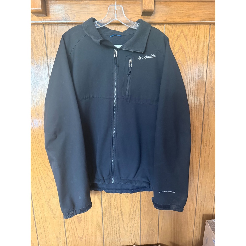 Columbia Omni-Shield Softshell Jacket Mens XL Black Full Zip Water Repellent